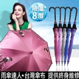 【雨傘達人★台灣傘布】降溫8度/100%抗UV/完全遮陽不透光★歐洲名媛自動長傘