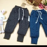 韓版點點羊羔毛縮口褲