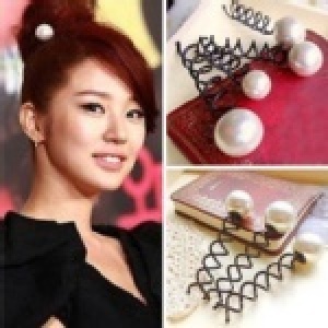 韓國飾品珍珠螺旋髮夾---小