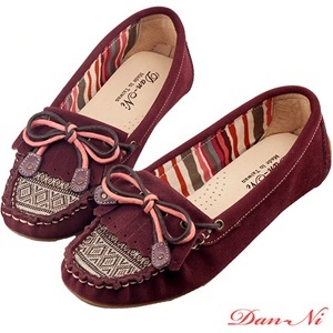 莫卡辛 印地安風格 民族編織特色鞋頭 台灣手工鞋 丹妮鞋屋 紫色款