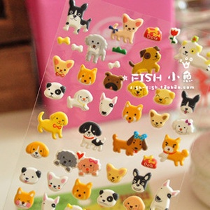 韓國直送Funny 手機貼紙 相冊貼紙 海綿泡泡貼 小狗