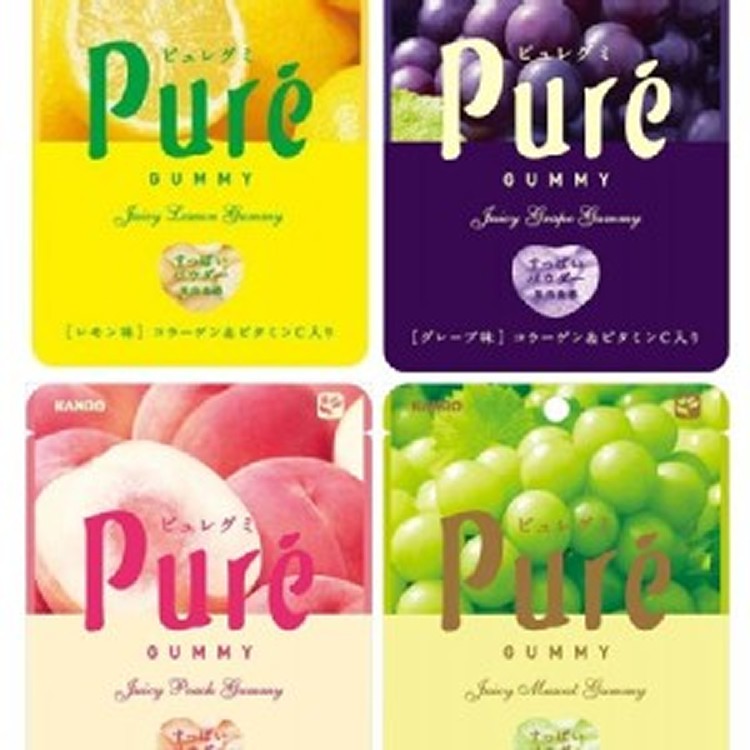 KANRO甘樂Pure軟糖 葡萄/白葡萄/檸檬/水蜜桃