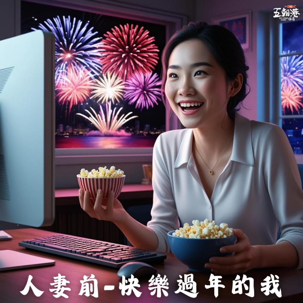 五朝港，人妻前-快樂過年的我。