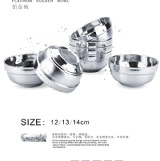 頂級304不銹鋼鉑金碗/雙層碗(12cm)_外層磨砂紋設計-內層精細拋光-防滑不燙手