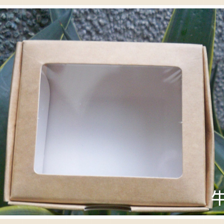 E-2028四方盒貼窗牛皮牛皮紙包裝紙盒展示盒牛皮盒