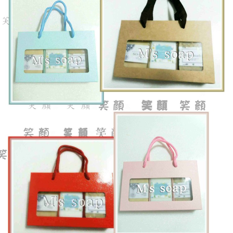 E-5012三入貼窗盒牛皮紙貼窗提盒3入皂盒工皂禮盒