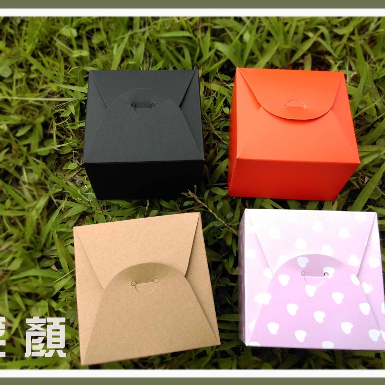 紅色包裝盒迷你小糖盒迷你S號牛皮紙方形盒單入月餅盒牛軋糖盒牛皮紙包裝盒禮品盒禮物盒手工皂單入禮盒