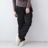 娃娃日韓服飾批發館~特44333141#超值推薦韓版時尚款可插袋抽繩百搭休閒褲黑色