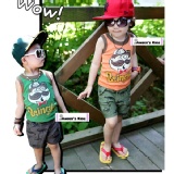 韓單-可愛翹鬍子背心(橘) 現貨!!