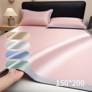 【CityStar】夏季新款可機洗千鳥紋冰絲涼蓆三件套-150*200cm (雙人床)