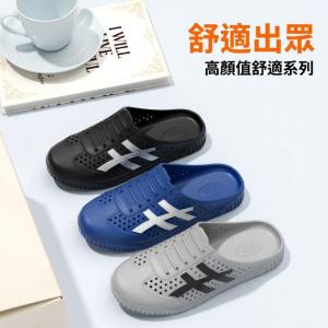 【CityStar】夏季男士透氣洞洞半拖鞋｜一腳蹬懶人休閒鞋｜防滑沙灘拖鞋