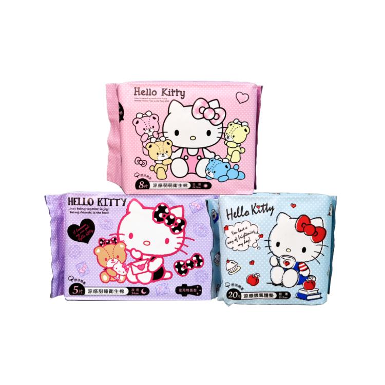 Hello Kitty 涼感萌萌衛生棉(日用)／涼感甜睡衛生棉(夜用)／涼感透氣護墊 (3款任選)