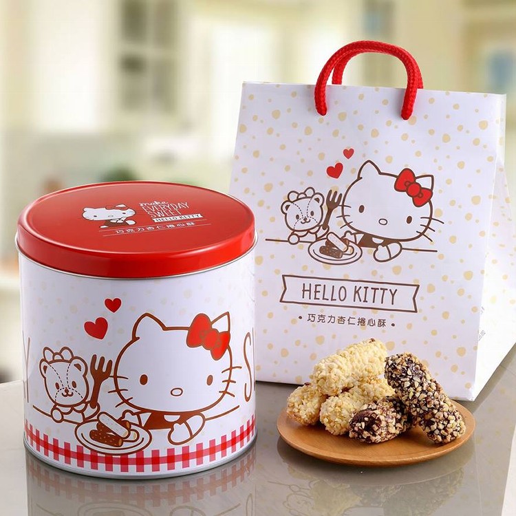 Hello Kitty 巧克力杏仁捲心酥鐵桶禮盒