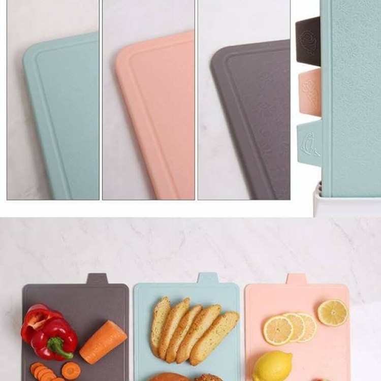 韓國馬卡龍色砧板4件組(三色砧板+立架)