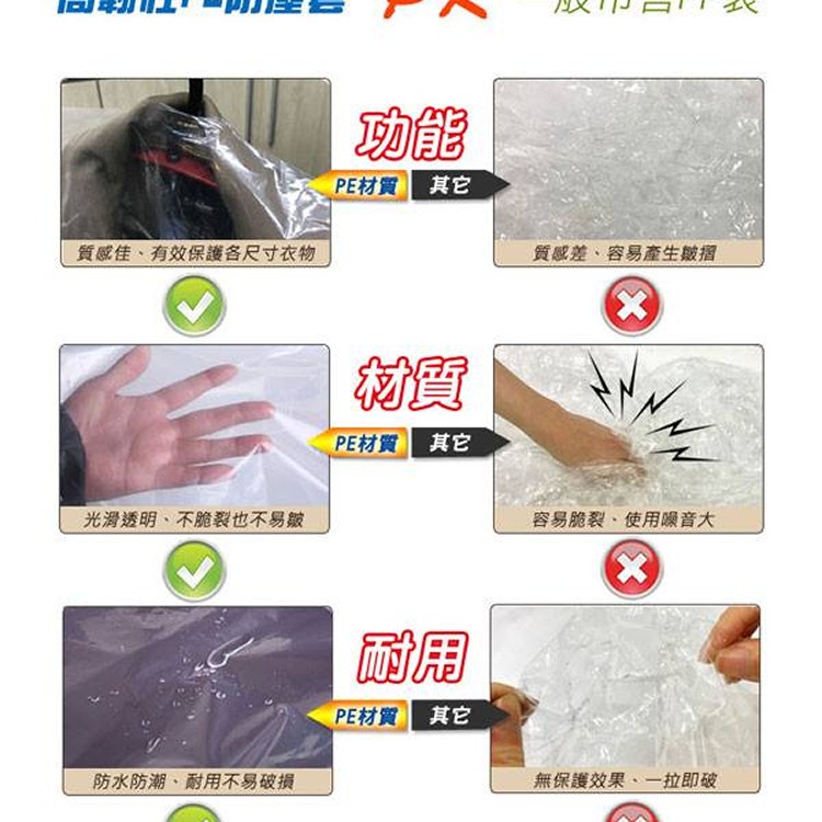 lisan簡易透明衣服防塵套-(加長)20入