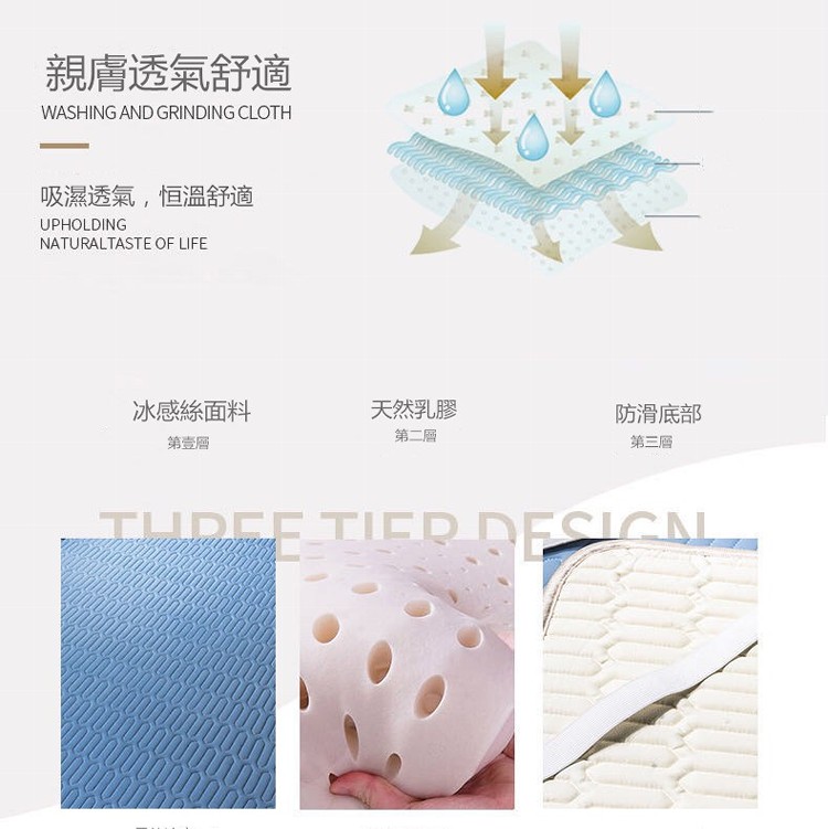 可水洗冰絲乳膠蓆三件組(雙人)