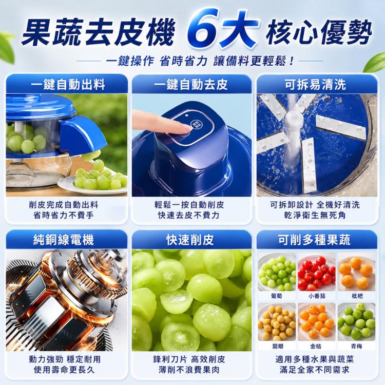 【CityStar】全自動水果削皮機 自動去皮機 水果剝皮機 大蒜去皮機 果蔬去皮機 葡萄去皮機 自