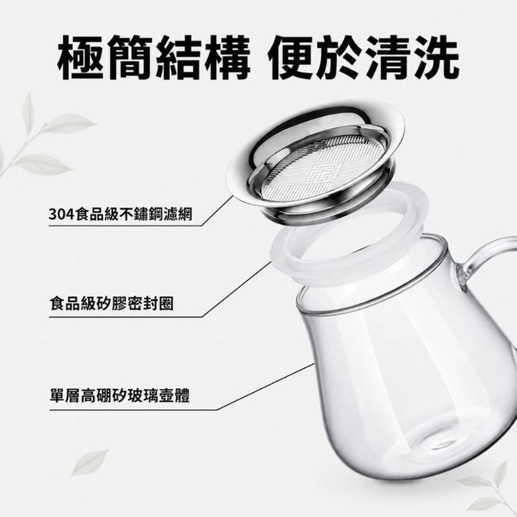 【CityStar】高硼矽玻璃泡茶壺304不鏽鋼濾網免開蓋耐熱茶壺