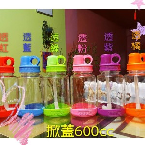 3-LEAVES 環保杯 掀蓋600cc透藍