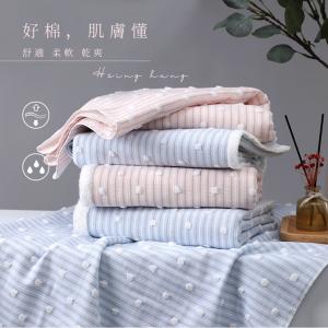 【HKIL-巾專家】日系條紋雪球圖案純棉浴巾(顏色任選)