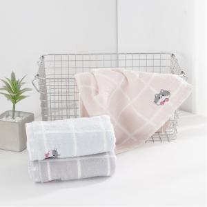 【HKIL-巾專家】日系格子可愛貓咪圖案純棉毛巾