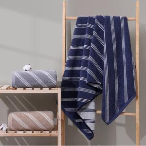 【HKIL-巾專家】斜條純棉浴巾(藍色/灰色/咖啡色 任選)