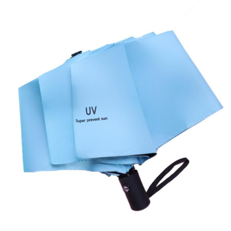 【QiMart】抗UV可摺疊自動收合降溫黑膠八骨傘(四款顏色任選)