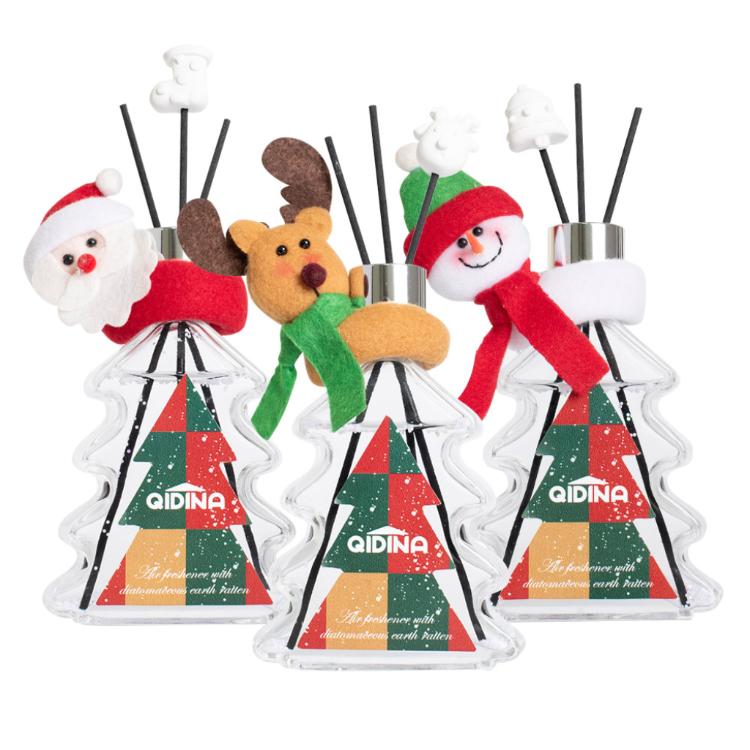 【QiMart】MIT聖誕狂歡聖誕樹造型硅藻土香氛擴香瓶