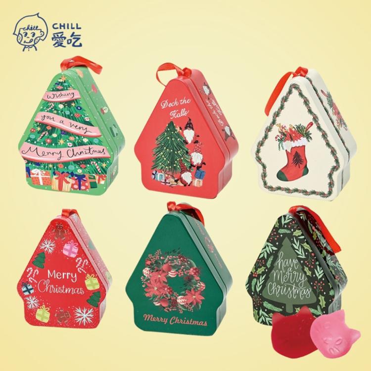 【CHILL愛吃】聖誕節限定水果風味益生菌無糖Q軟糖鐵盒(6款隨機出貨)