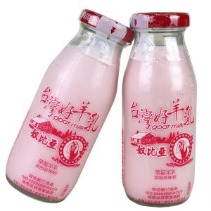 【高屏羊乳】台灣好羊乳系列-SGS玻瓶草莓調味羊乳200ml