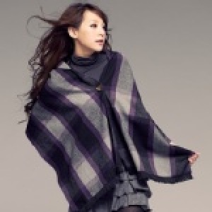 850-3-黑紫-本季最hot單品2way格紋連帽毛料斗蓬披肩