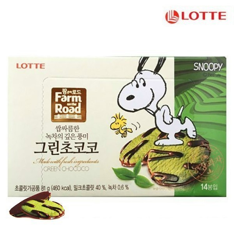 LOTTE SNOOPY田園抹茶薄餅/盒