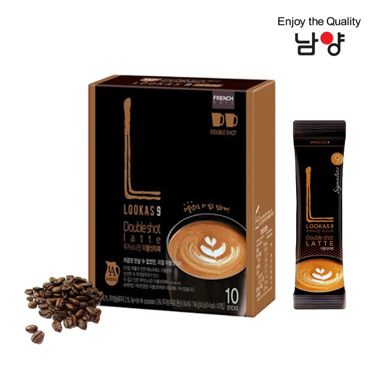 免運!【LOOKAS 9】雙倍濃郁拿鐵咖啡10T 韓國南陽乳業 149g(14.9g*10入)/盒 (8盒80包,每包15.4元)