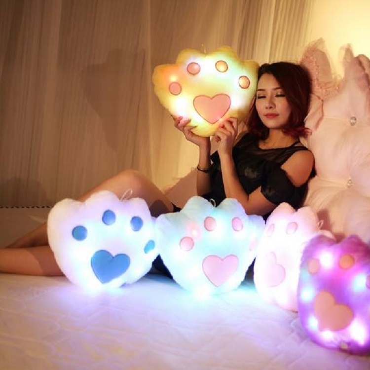 七彩星星/熊掌 可愛發光音樂抱枕靠墊