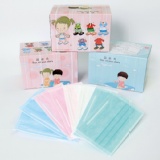 台灣製平面式三層防塵口罩兒童款(綠色.藍色),鼻部附固定片,100%台灣製造,50片盒裝