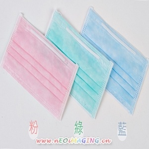 台灣製ISO-9001平面式三層防塵口罩兒童款粉色,鼻部附固定片,100%台灣製造,50片盒裝