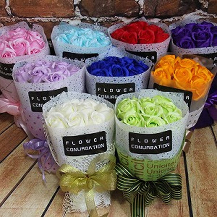 韓風9朵創意甜蜜手捧玫瑰香皂花束