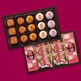 【聖保羅中秋禮盒】雙層大觀元豪華禮盒A 【預約優惠禮盒】上層：烏豆沙核桃+XO干貝+紅土蛋黃酥+肉角酥+芋頭松子酥；下層：綜合牛軋糖+Q餅