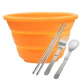 新一代環保QQ餐具組，獨家伸縮碗款，外出攜帶超方便(橘色)