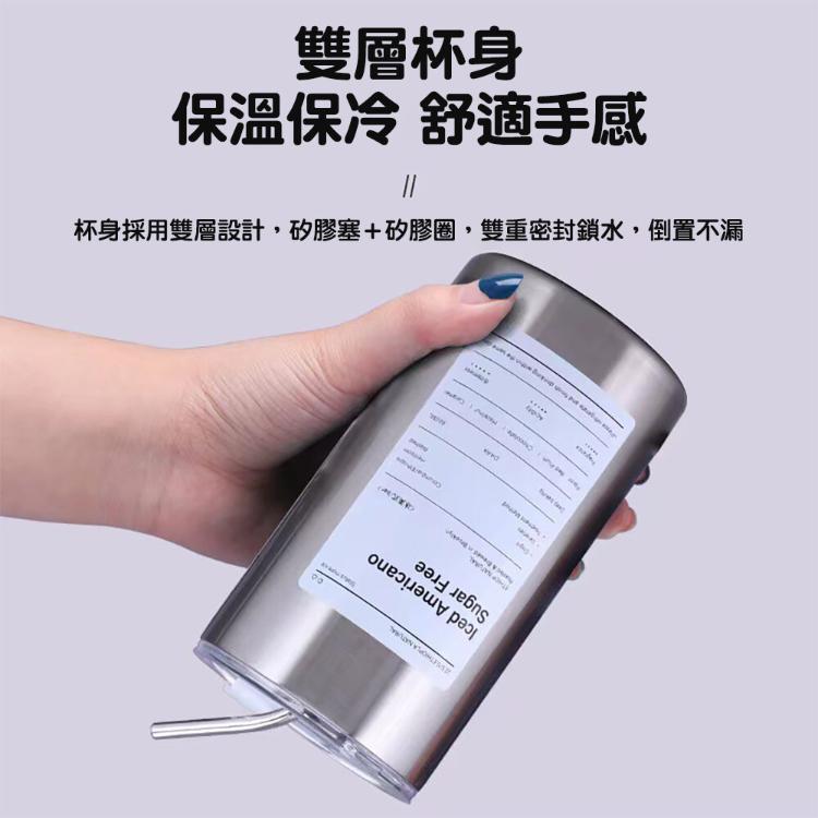 【CityStar】美式款不鏽鋼帶蓋吸管冰霸杯保溫杯 (600ml)