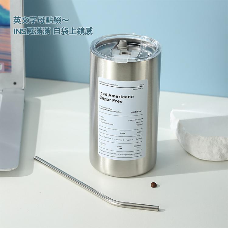 【CityStar】美式款不鏽鋼帶蓋吸管冰霸杯保溫杯 (600ml)