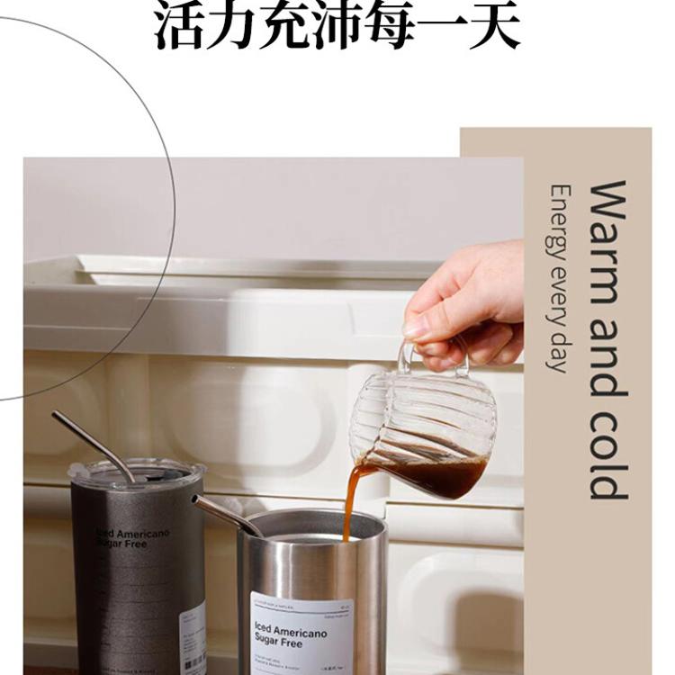 【CityStar】美式款不鏽鋼帶蓋吸管冰霸杯保溫杯 (600ml)