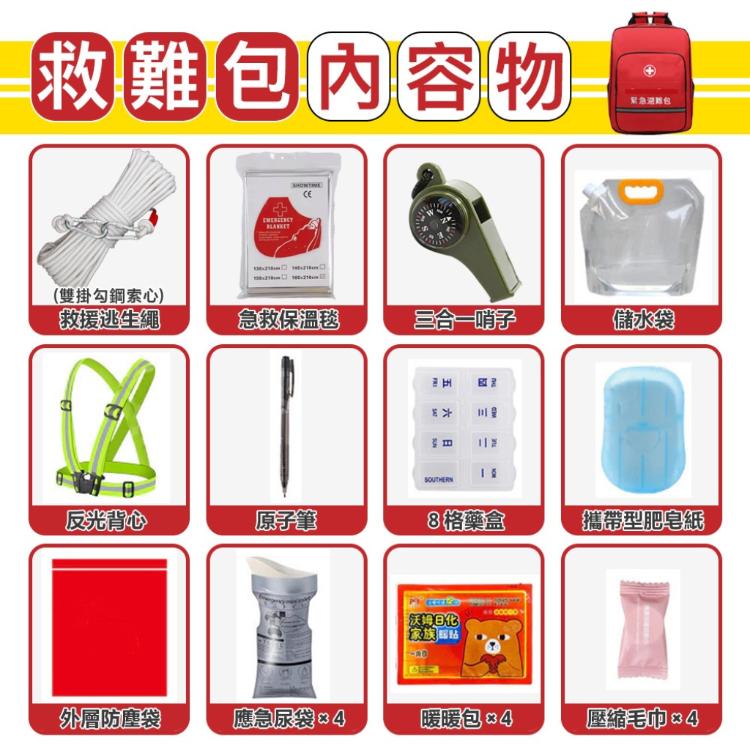緊急避難包+急救包 專業地震防災包(地震包 急難救助包 避難包 防災包 急救防災包 急救包)