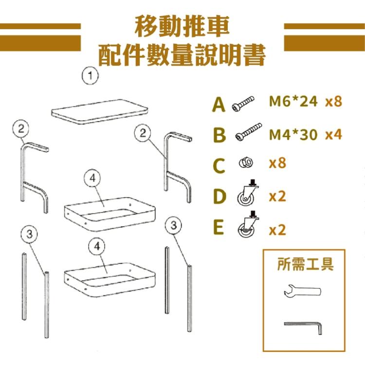 【DaoDi 】木桌板收納推車 鐵製置物推車 (三層推車 置物架 收納架)