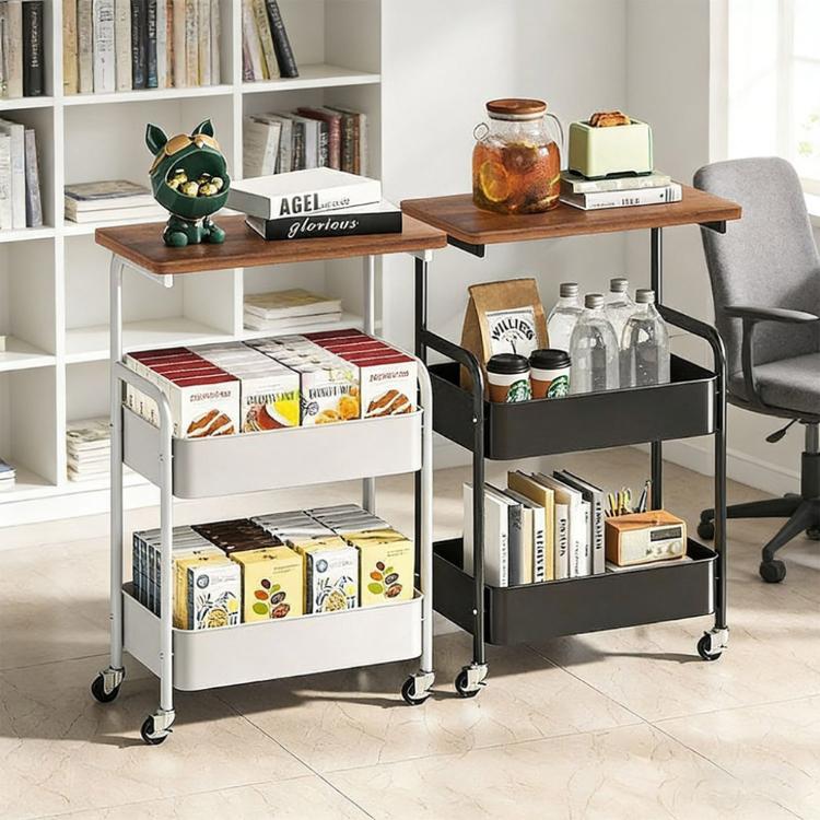 【DaoDi 】木桌板收納推車 鐵製置物推車 (三層推車 置物架 收納架)