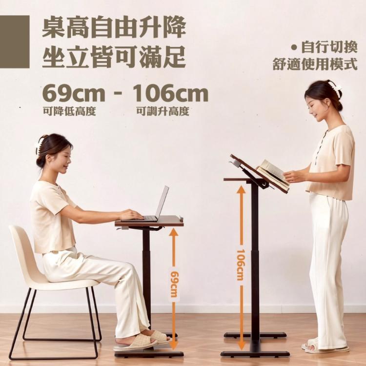 【DaoDi】ALL in 1 雙桌面 氣壓升降桌 無段翻轉緩降 折疊桌(邊桌 電腦桌 書桌 )