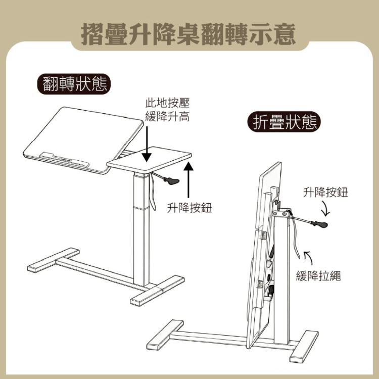 【DaoDi】ALL in 1 雙桌面 氣壓升降桌 無段翻轉緩降 折疊桌(邊桌 電腦桌 書桌 )