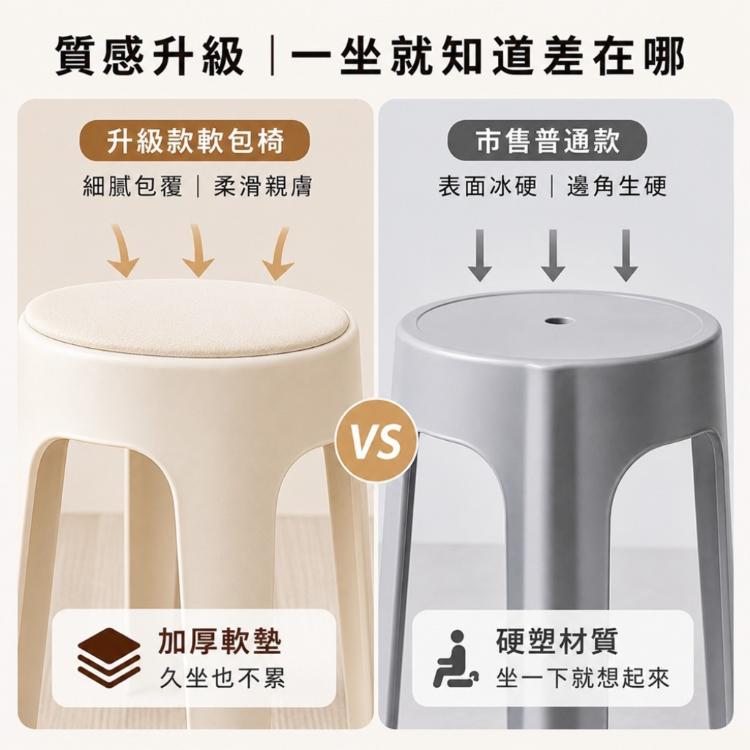 【DaoDi】圓凳 貓抓皮軟包 可疊加 餐椅 高腳椅 (塑膠椅 風車椅 凳子 休閒椅 椅子)