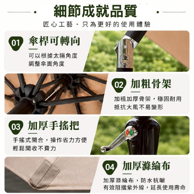 【DaoDi】戶外遮陽傘 轉向搖頭 庭院傘 (9尺8骨無傘座)