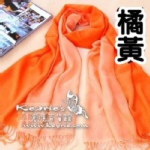 流蘇漸層款圍巾 披巾【橘黃】